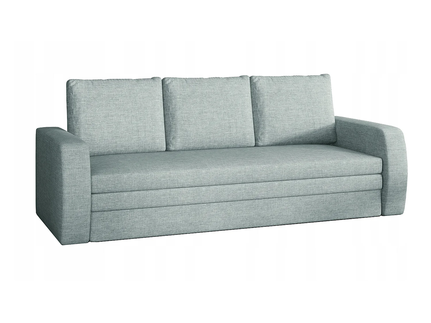 Canapé lit tissu vert d'eau avec coffre de rangement Liverna 220cm