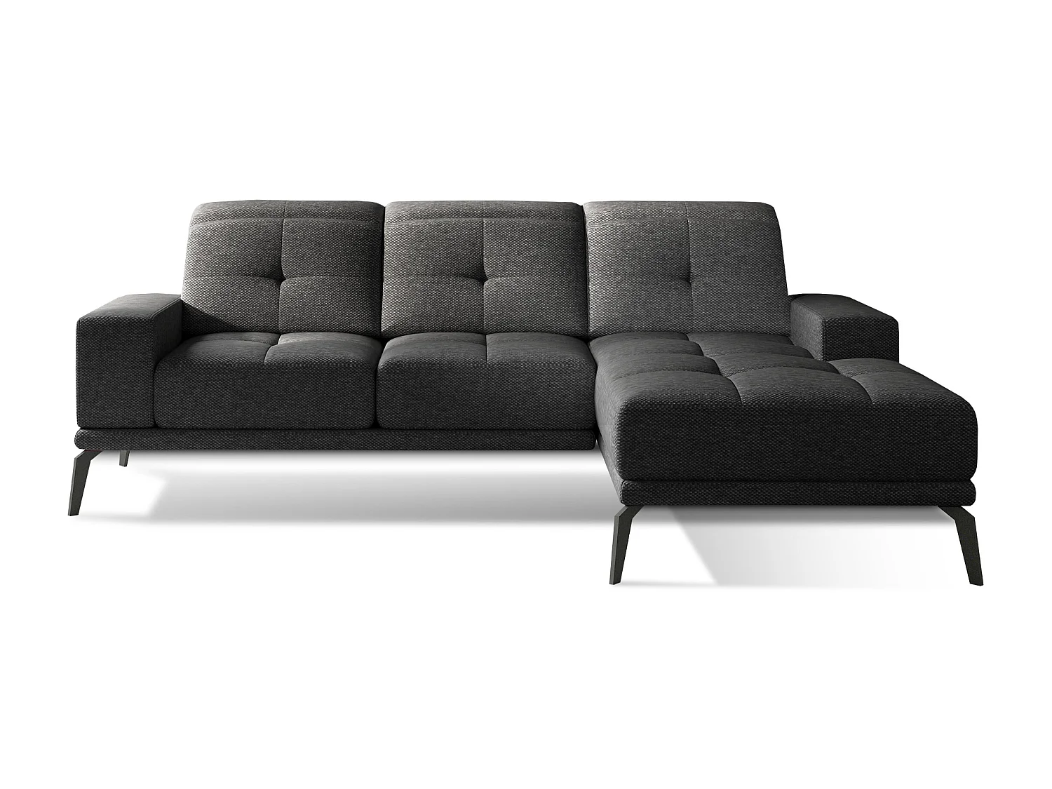 Canapé d'angle droit 5 places tissu gris anthracite Torpille 265cm