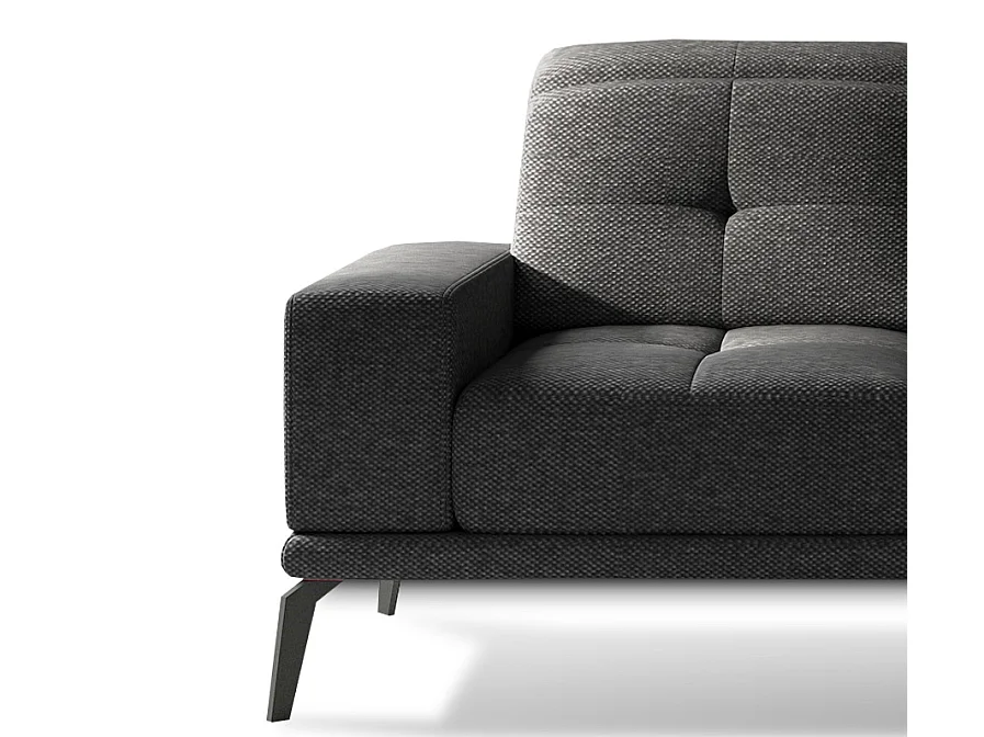 Canapé d'angle droit 5 places tissu gris anthracite Torpille 265cm