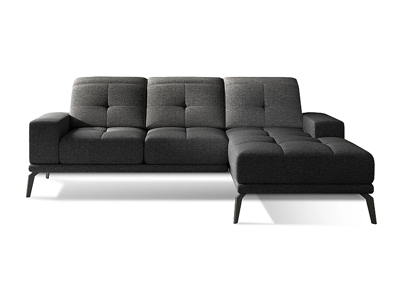 Canapé d'angle droit 5 places tissu gris anthracite Torpille 265cm
