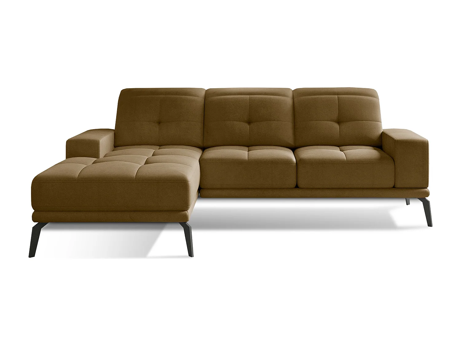 Hoekbank links 5 zitplaatsen honingfluweel Torpille 265 cm