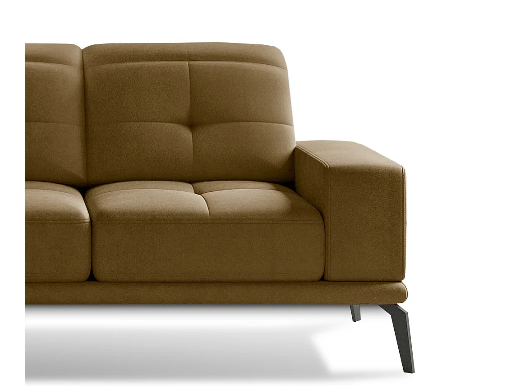 Canapé d'angle gauche 5 places velours miel Torpille 265cm