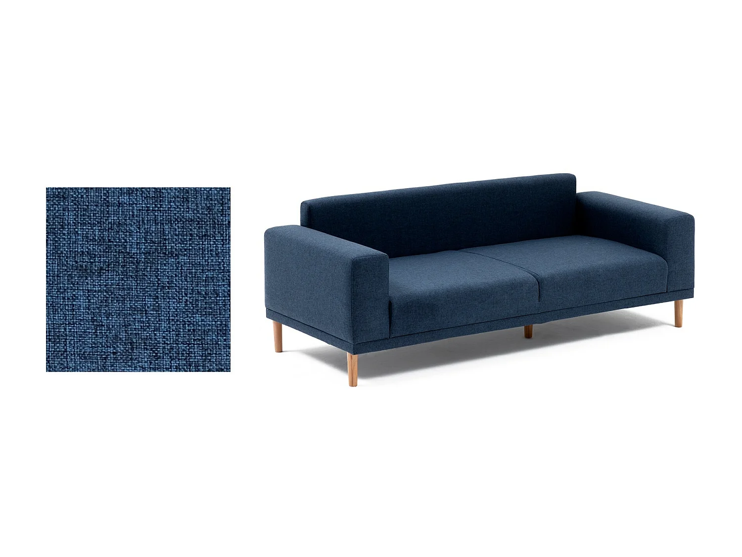 Canapé 3 places tissu bleu foncé Zendy 220cm