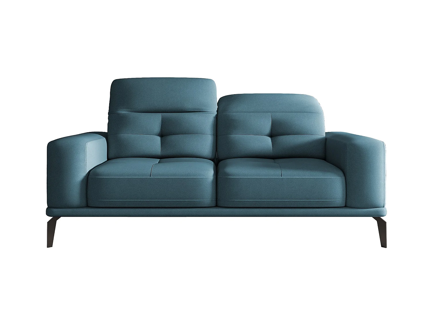 Canapé droit design 2-3 places tissu bleu canard Torpille 195cm