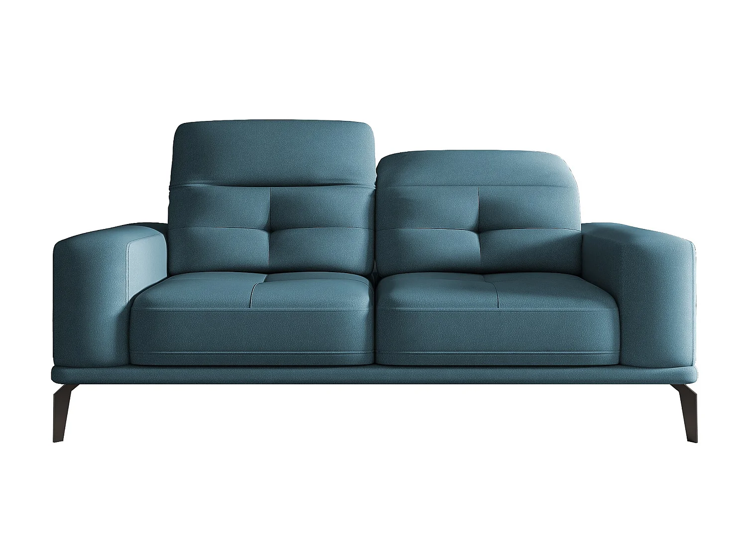 Canapé droit design 2-3 places tissu bleu canard Torpille 195cm