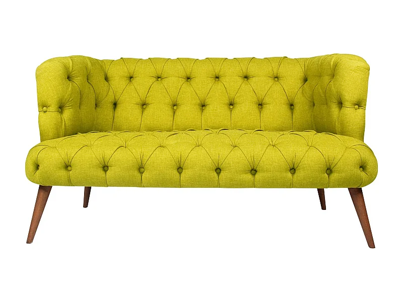 Sofá chesterfield Altadena 249, Verde, 140x75x76cm, Tapiz, Patas: Madera