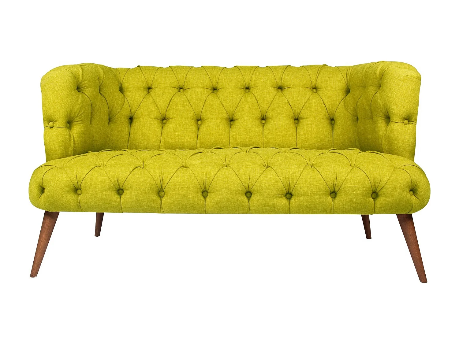 Canapé 2 places style Chesterfield tissu vert pistache Wester 140cm