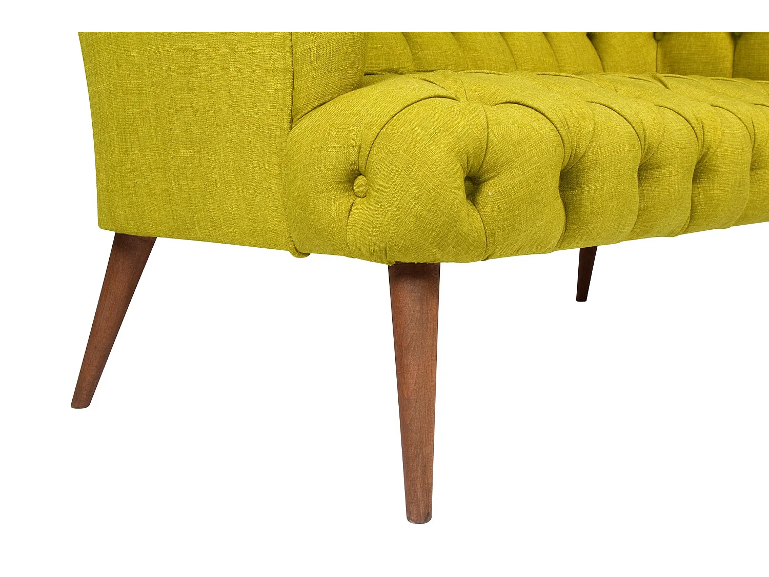 Canapé 2 places style Chesterfield tissu vert pistache Wester 140cm