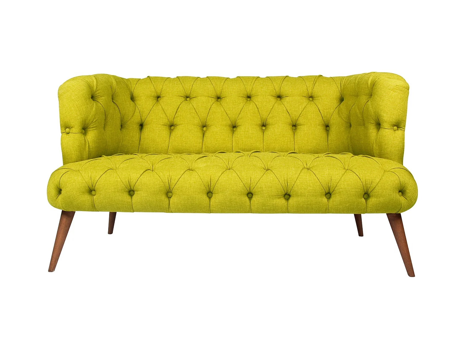 Canapé 2 places style Chesterfield tissu vert pistache Wester 140cm