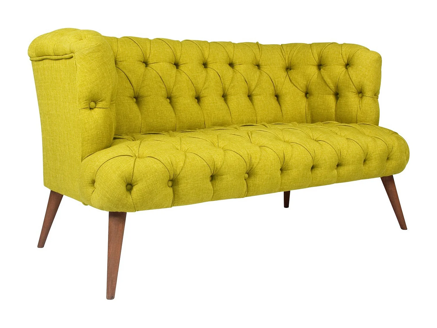 Canapé 2 places style Chesterfield tissu vert pistache Wester 140cm