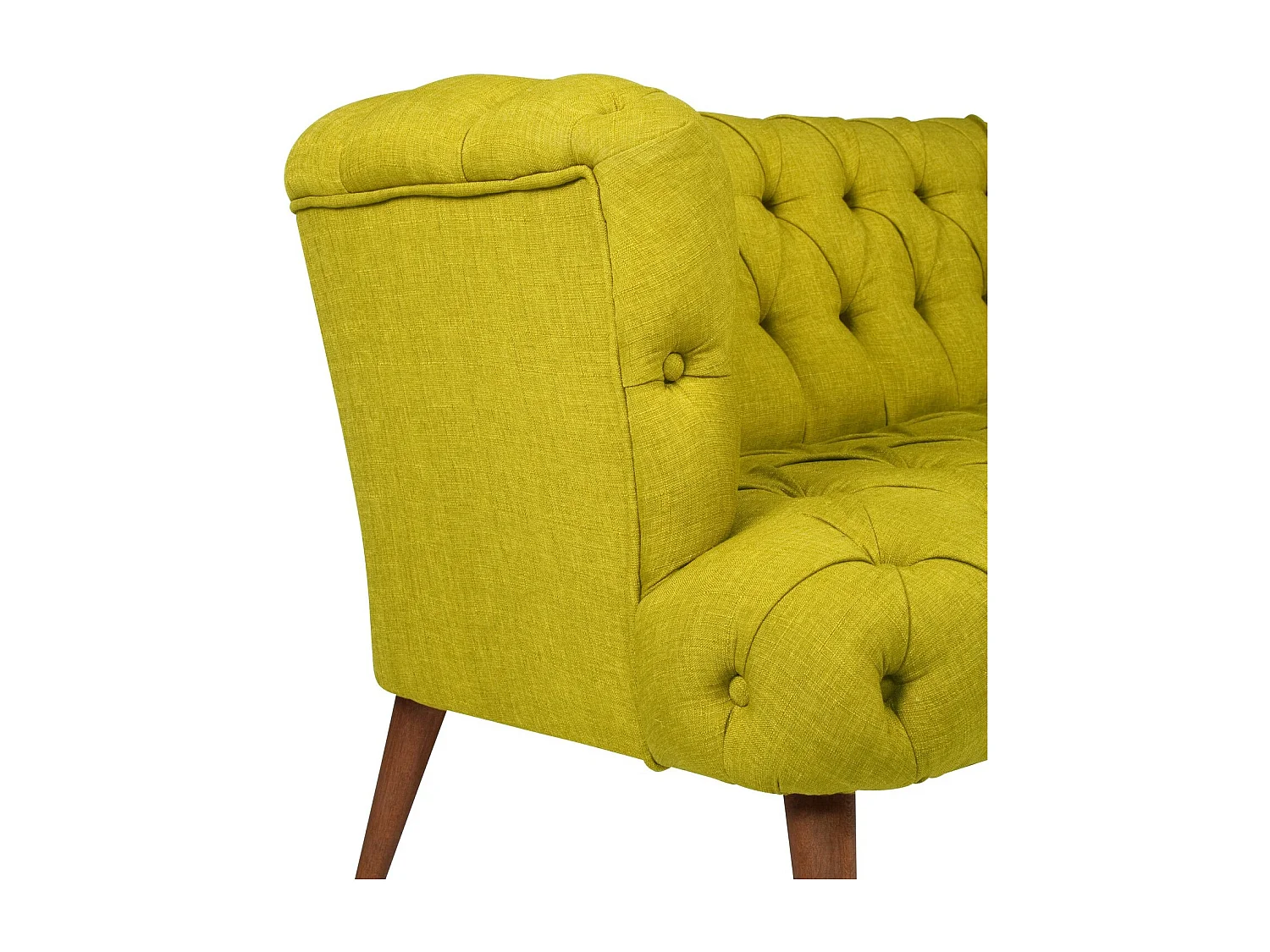 Canapé 2 places style Chesterfield tissu vert pistache Wester 140cm