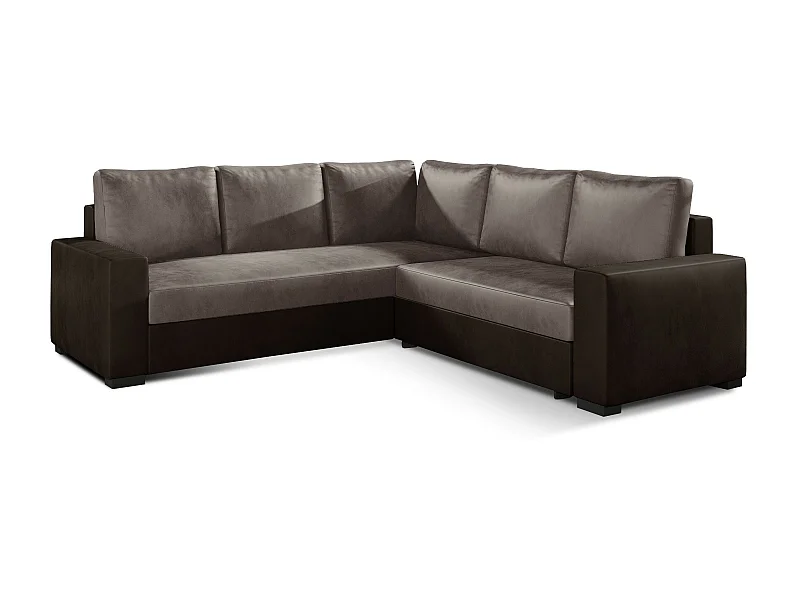 Canapé d'angle convertible velours marron clair et foncé Travor 235cm