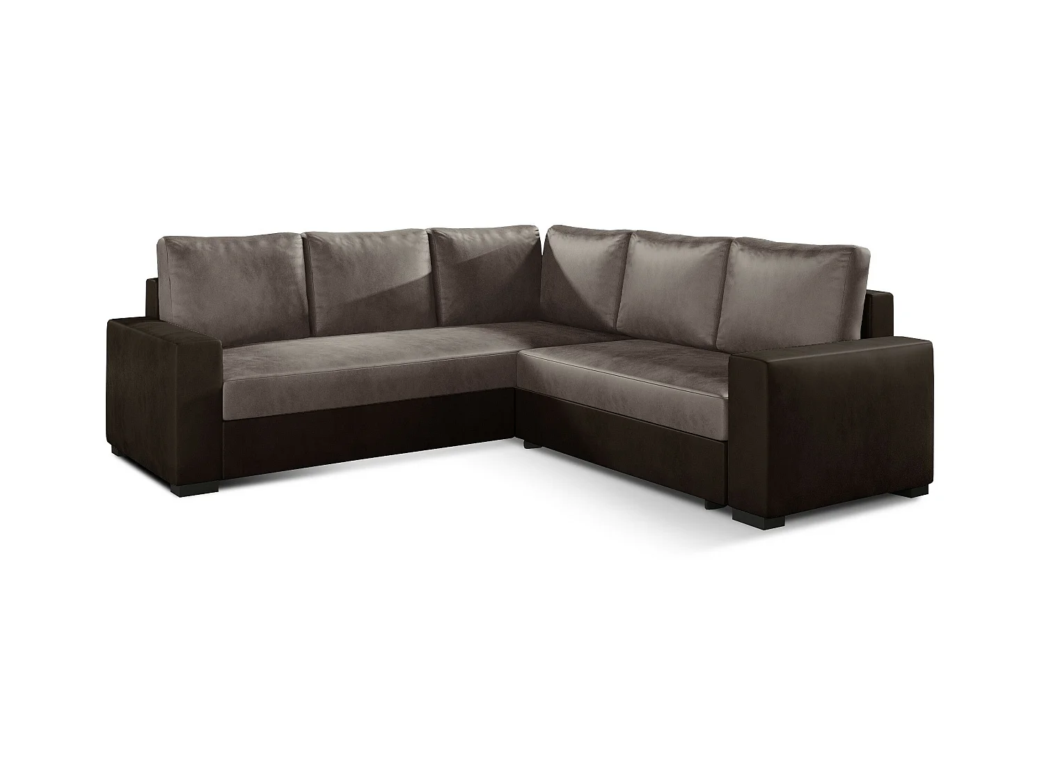 Canapé d'angle convertible velours marron clair et foncé Travor 235cm