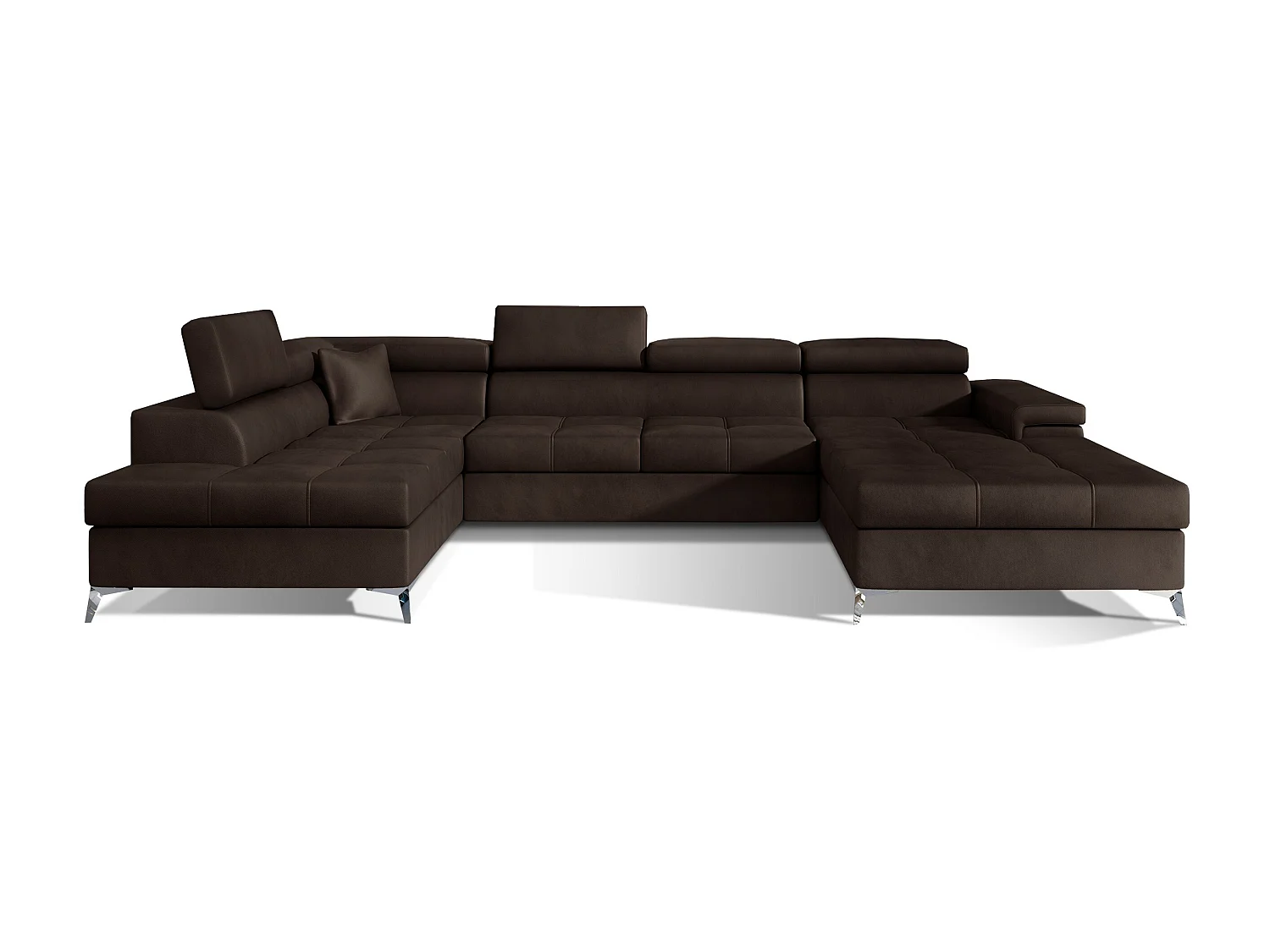 Bruin fluwelen panoramische bankopbergbox links Kutty 345 cm