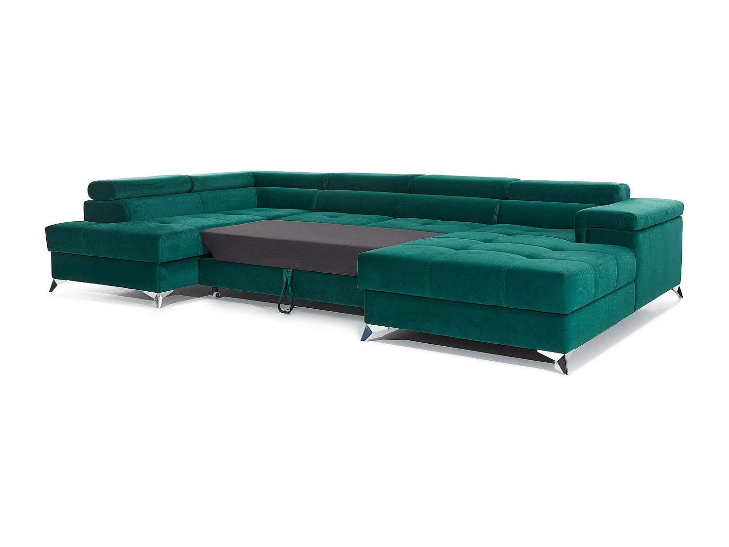 Bruin fluwelen panoramische bankopbergbox links Kutty 345 cm