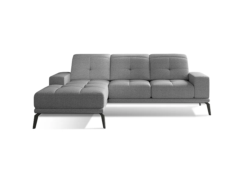 Canapé d'angle gauche 5 places tissu gris clair Torpille 265cm