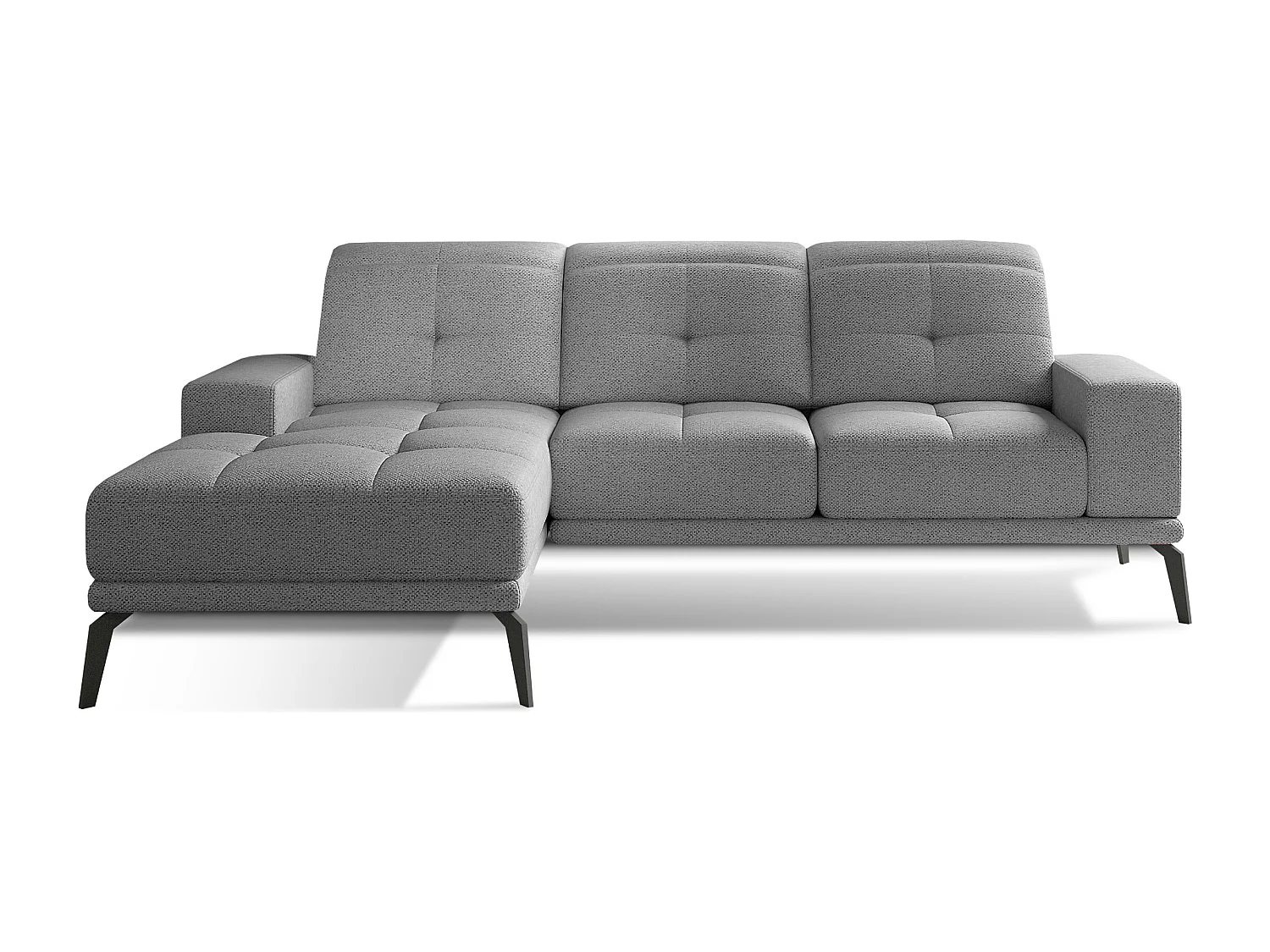 Canapé d'angle gauche 5 places tissu gris clair Torpille 265cm