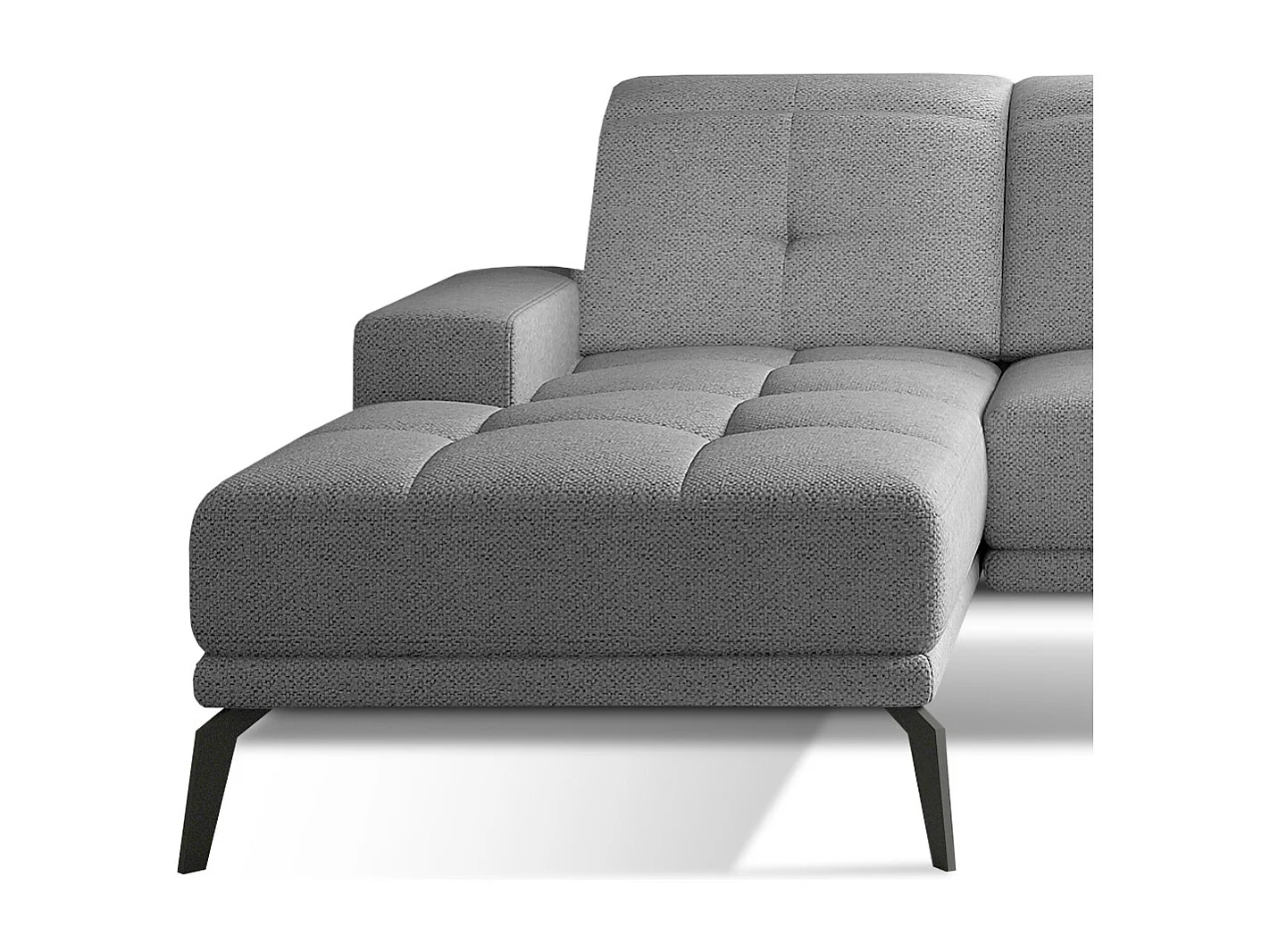 Canapé d'angle gauche 5 places tissu gris clair Torpille 265cm