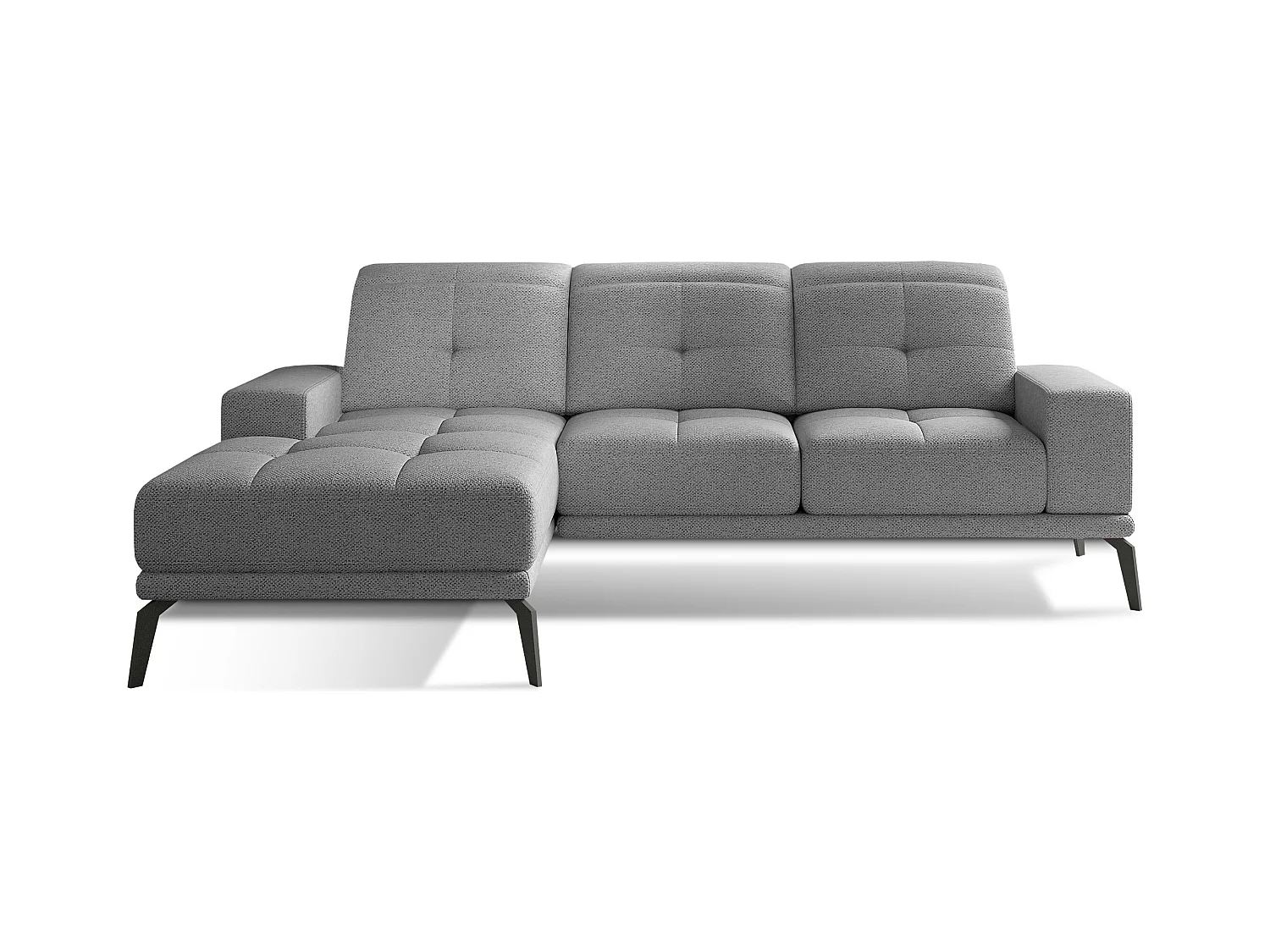 Canapé d'angle gauche 5 places tissu gris clair Torpille 265cm