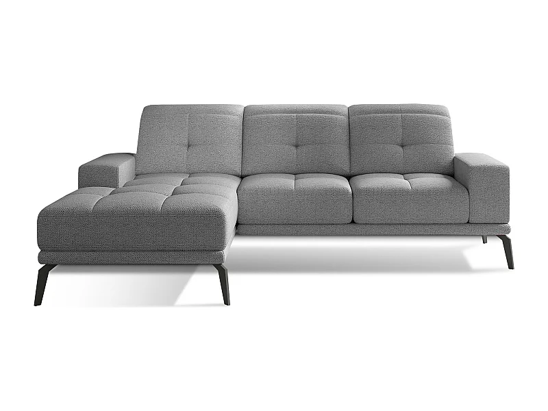 Canapé d'angle gauche 5 places tissu gris clair Torpille 265cm