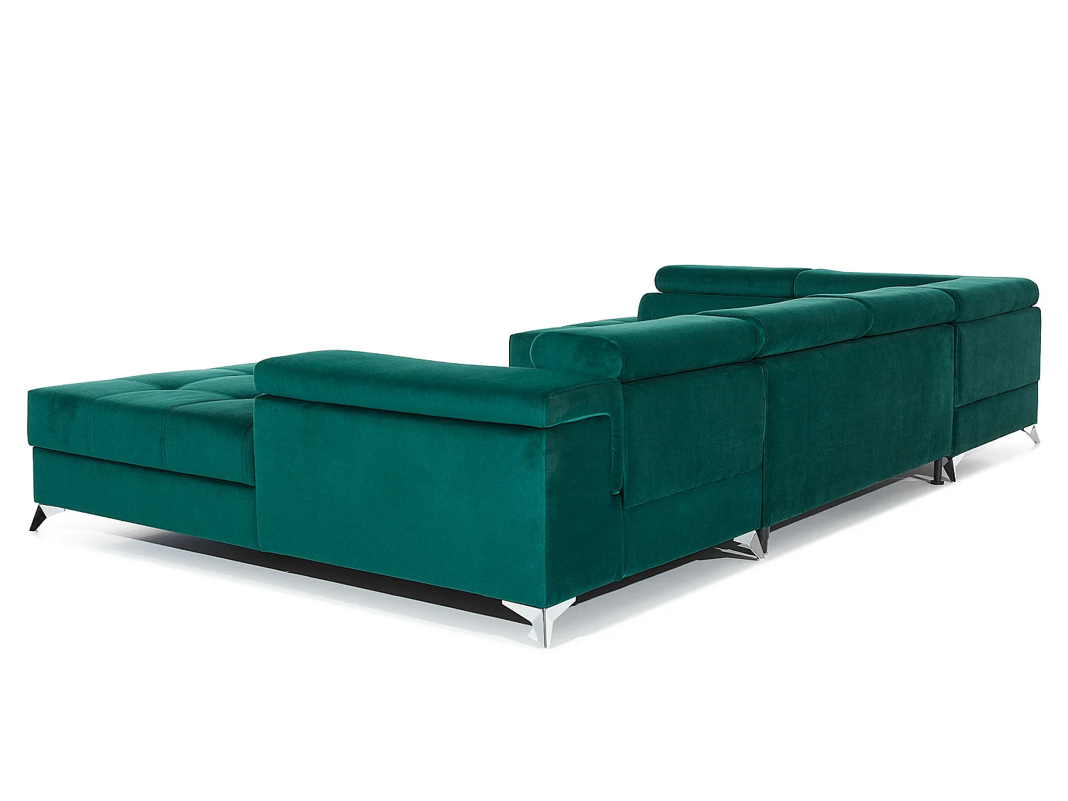 Panoramische bank gele stoffen opbergbox links Kutty 345 cm