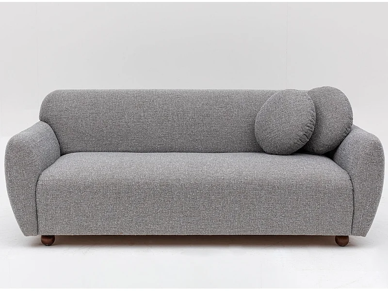 Canapé moderne 3 places tissu gris clair Kelly 223cm