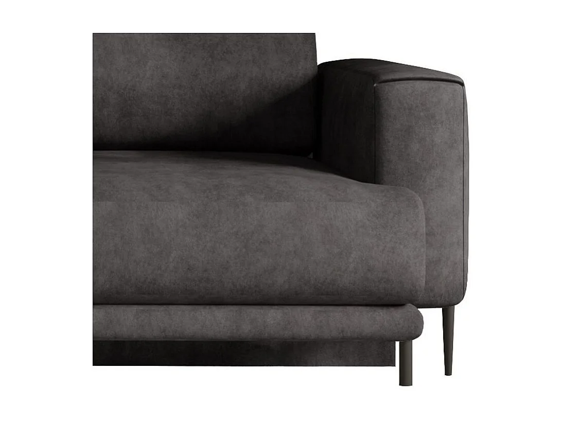 Sofá convertible recto de tela DAVINA con compartimento de almacenamiento - Patas de metal negro-Color Negro