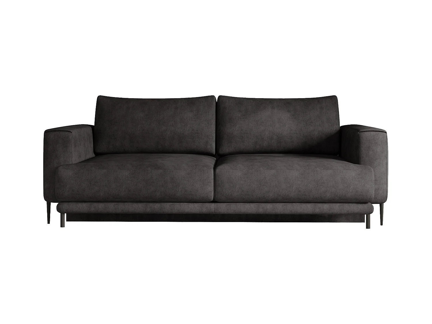 Canapé droit convertible coffre tissu DAVINA - Pieds métal noir-Noir