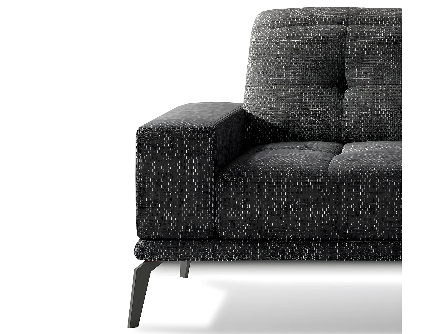 Canapé d'angle droit 5 places tissu noir chiné Torpille 265cm