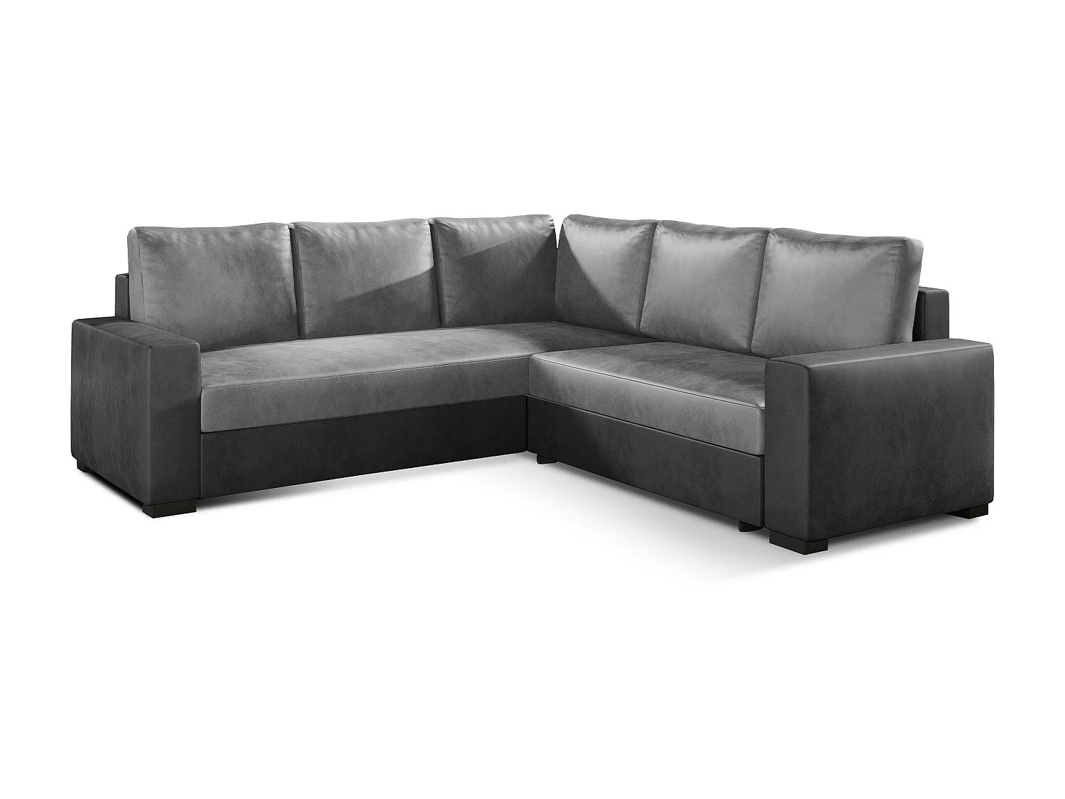 Canapé d'angle convertible velours gris clair et foncé Travor 235cm