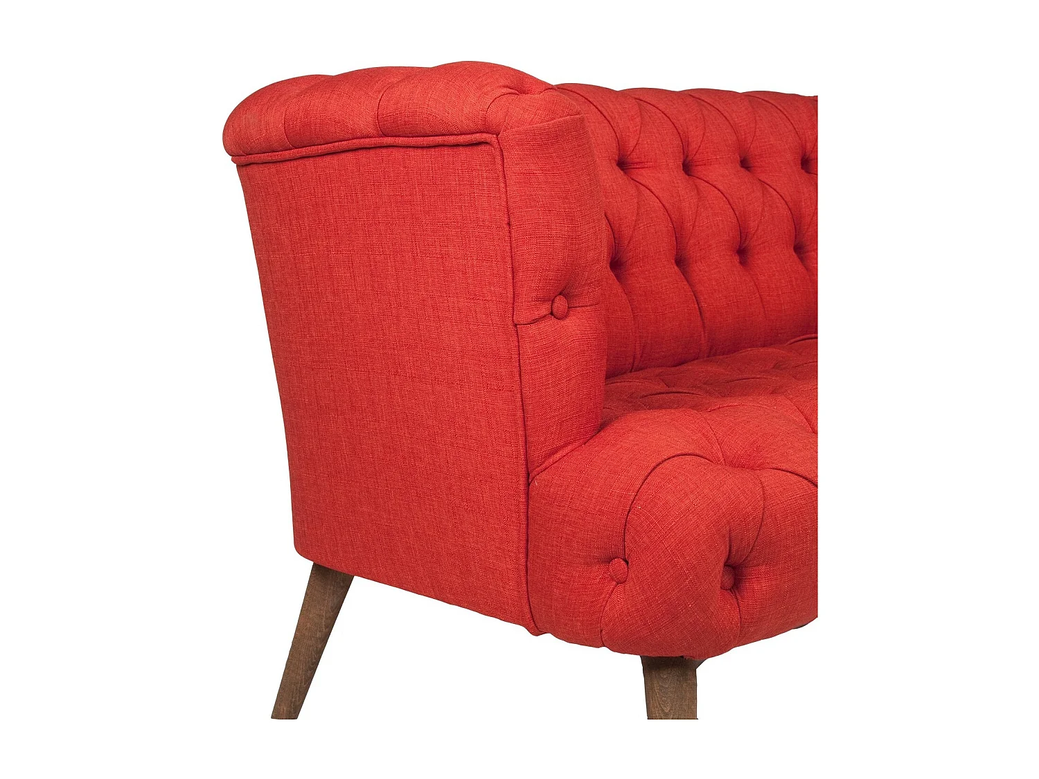 Canapé 2 places style Chesterfield tissu rouge Wester 140cm