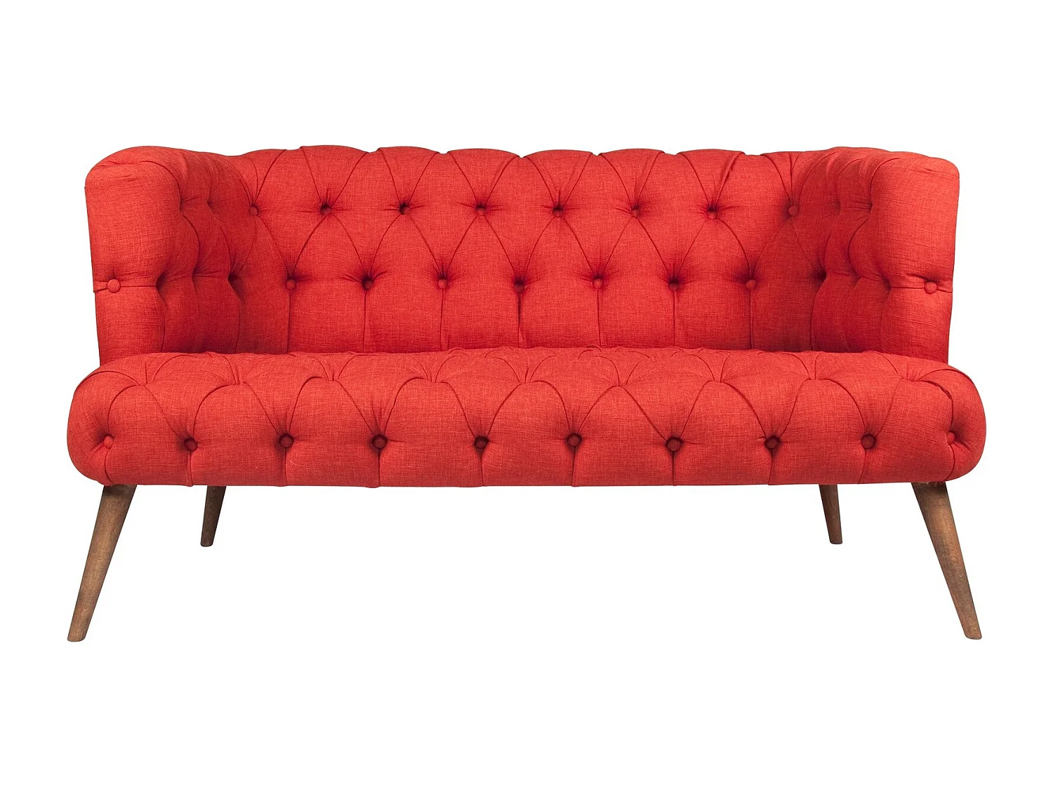 Canapé 2 places style Chesterfield tissu rouge Wester 140cm