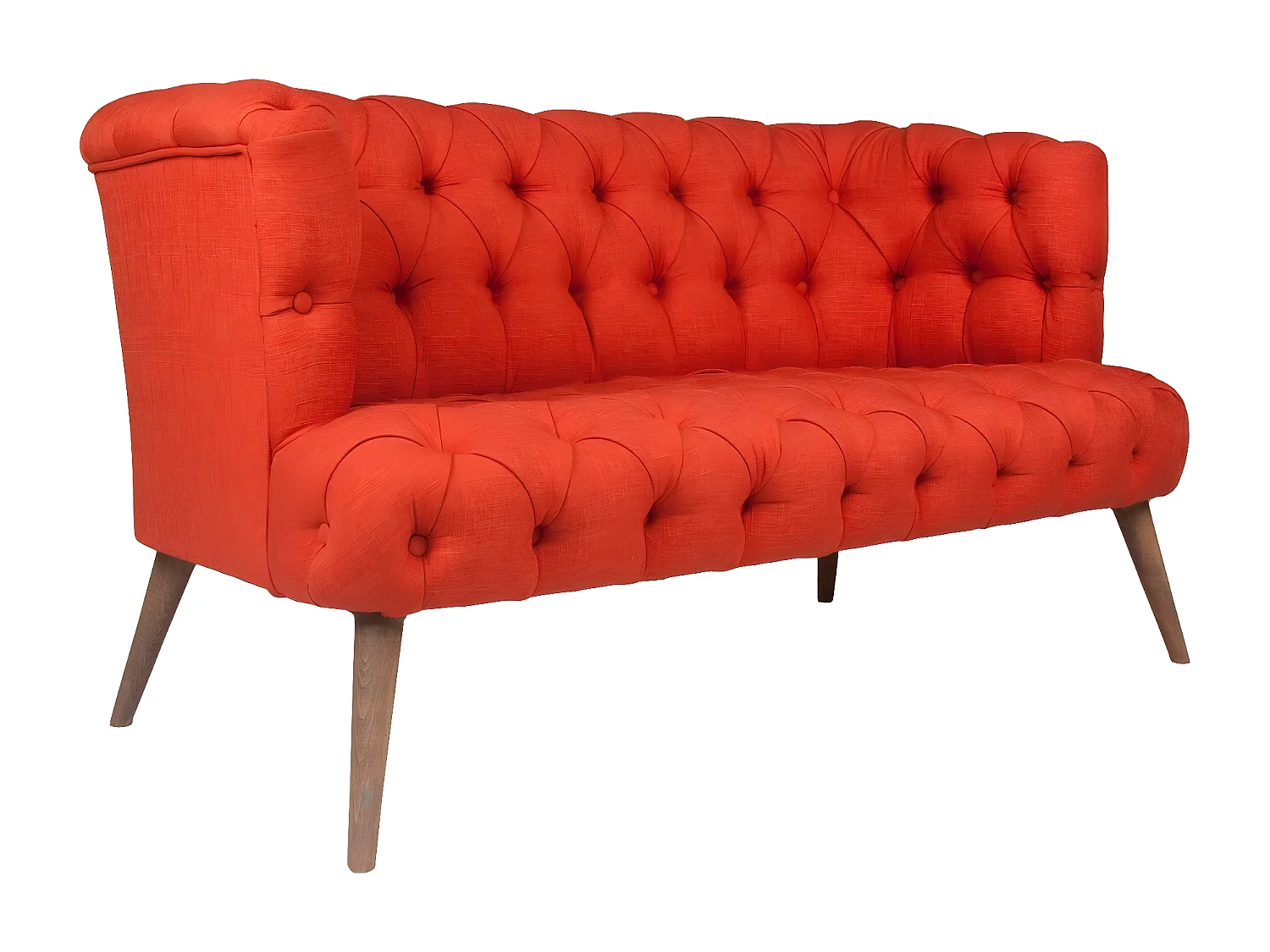 Canapé 2 places style Chesterfield tissu rouge Wester 140cm