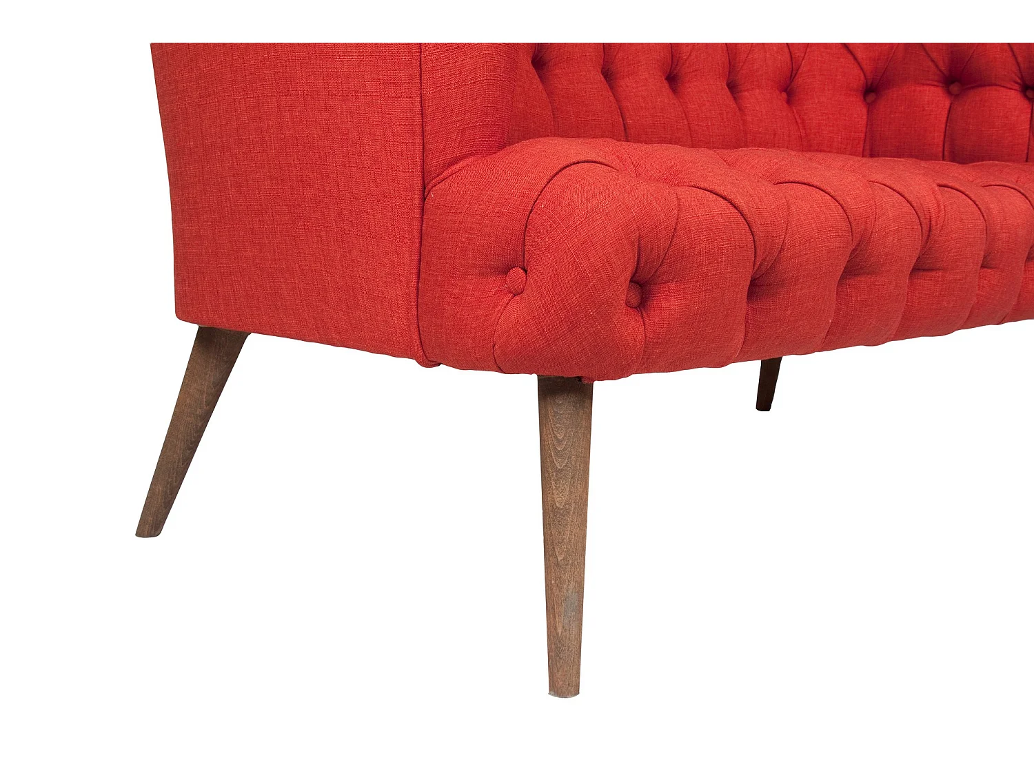 Canapé 2 places style Chesterfield tissu rouge Wester 140cm