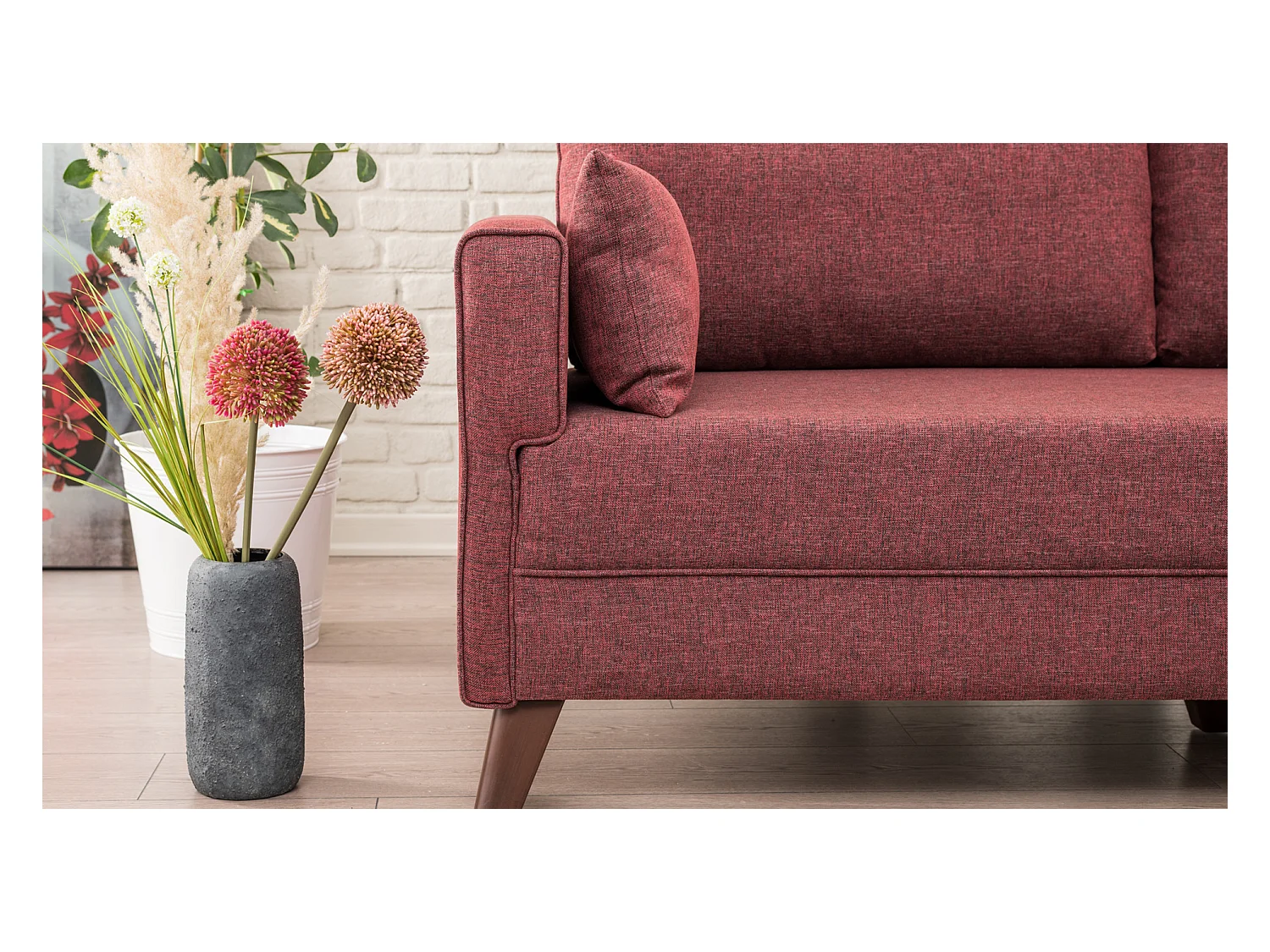 Petite canapé 2 places tissu bordeaux Kandy 177cm