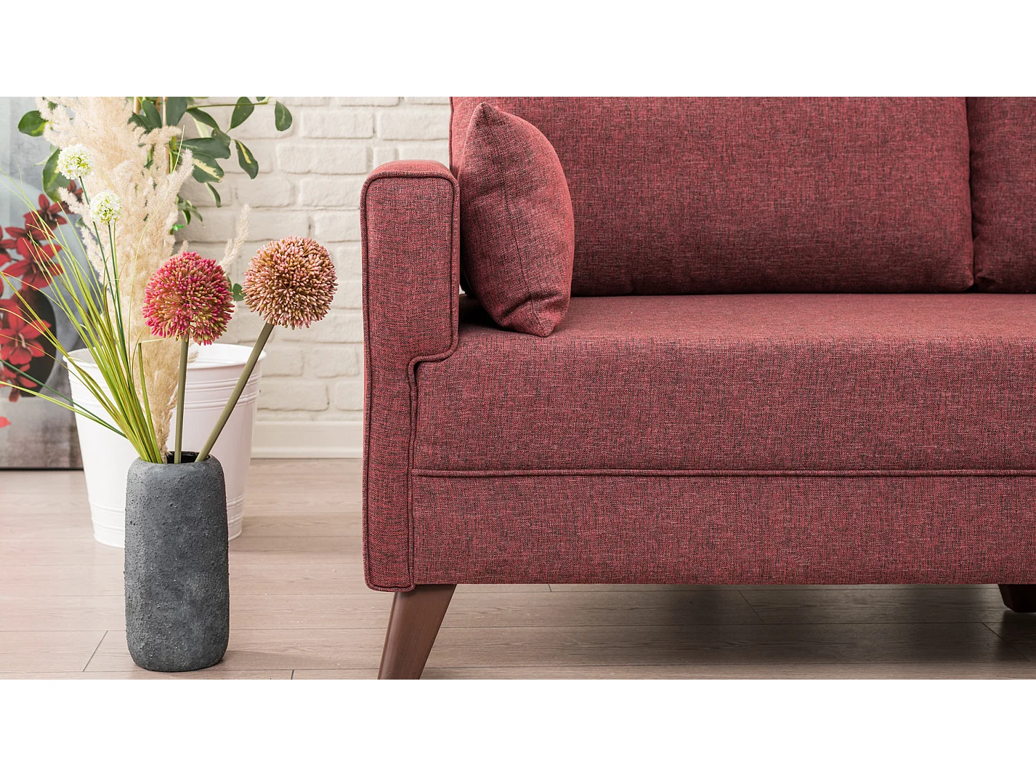 Petite canapé 2 places tissu bordeaux Kandy 177cm