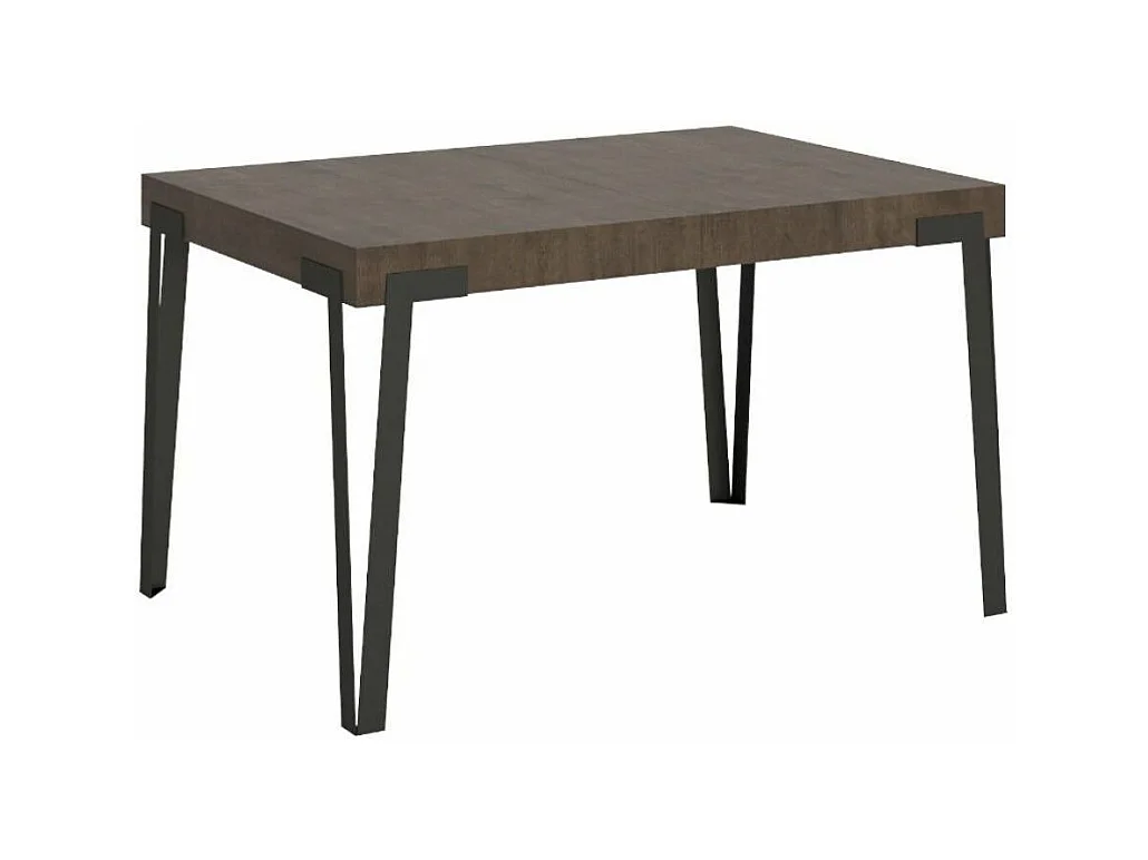 Mesa de comedor extensible de diseño con patas de metal antracita Konta-Color Marrón-Ancho extensible