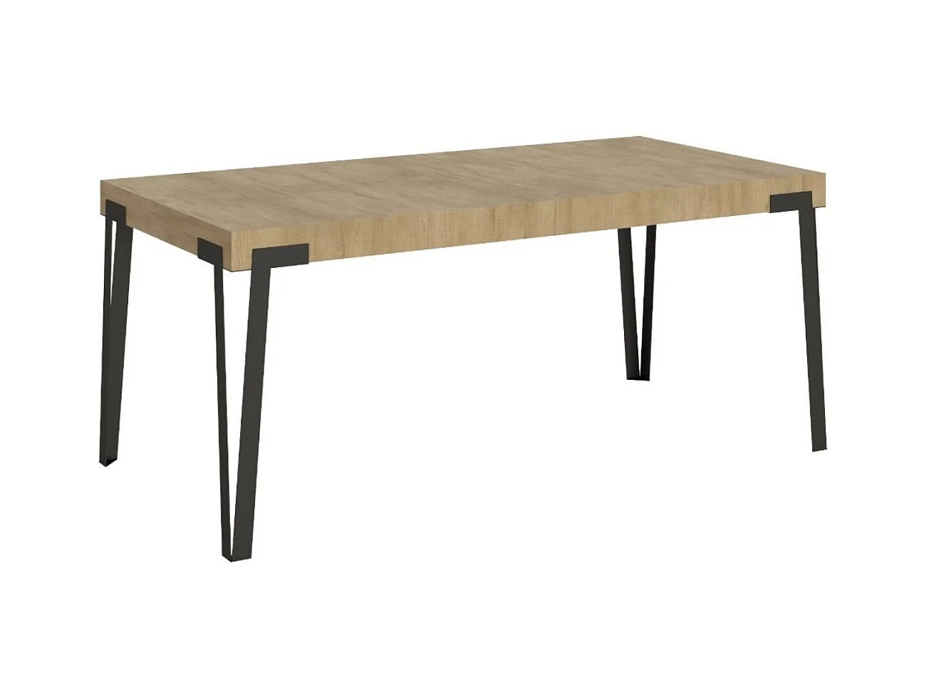 Table à manger extensible design avec pieds en métal anthracite Konta-Couleur Naturel-160 à 264cm