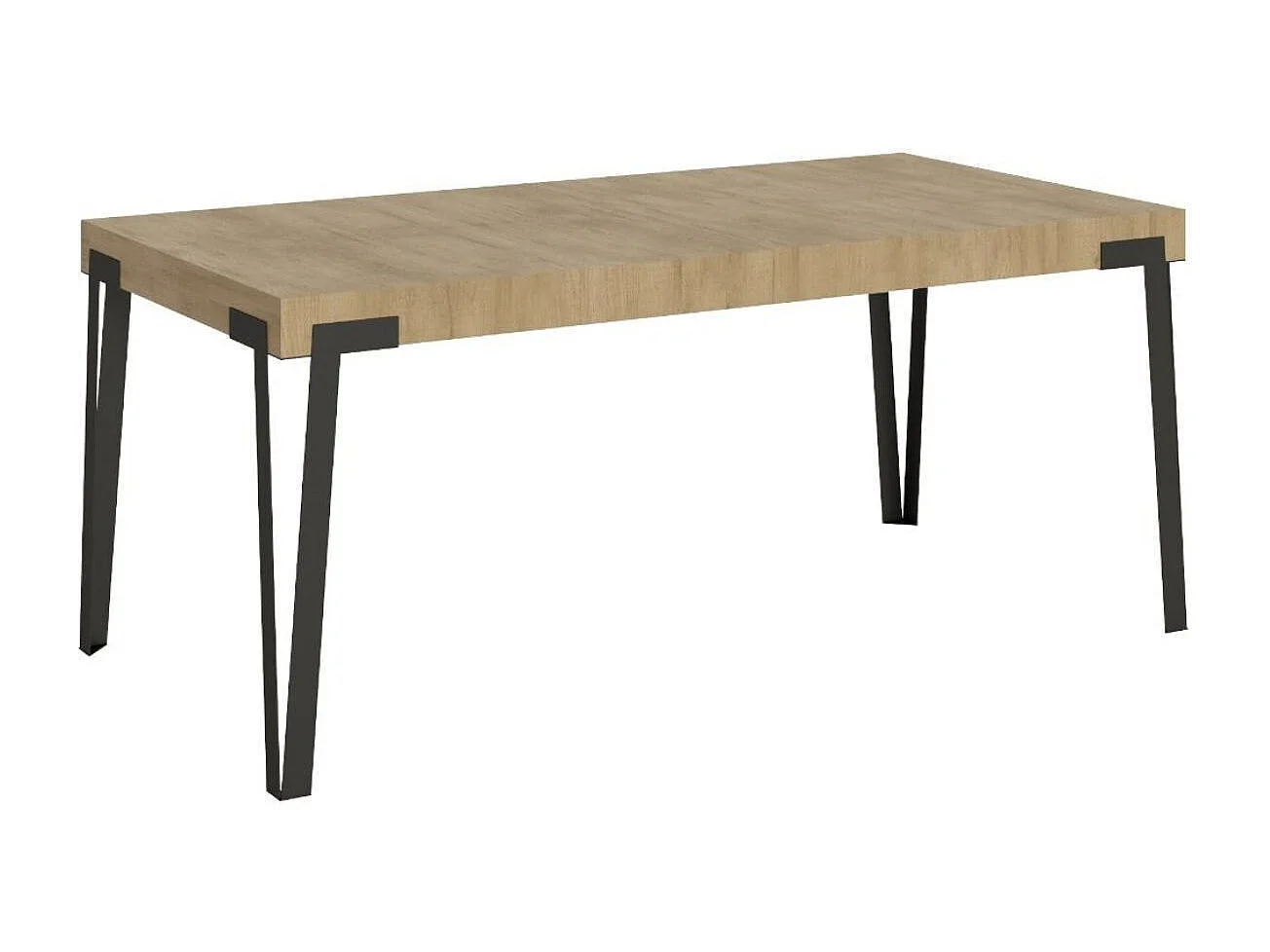 Table à manger extensible design avec pieds en métal anthracite Konta-Couleur Naturel-160 à 264cm