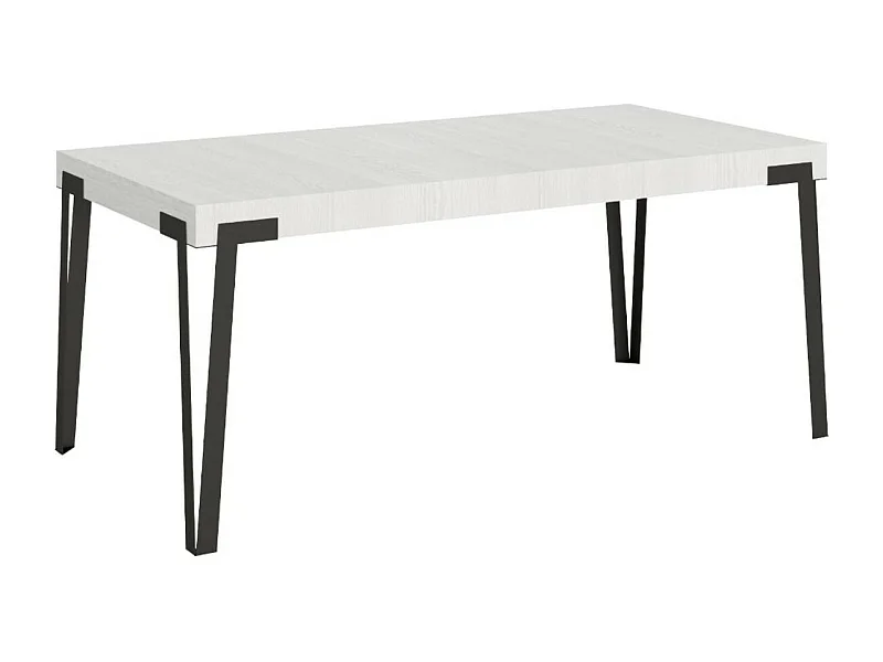 Table à manger extensible design avec pieds en métal anthracite Konta-Couleur Blanc-160 à 264cm