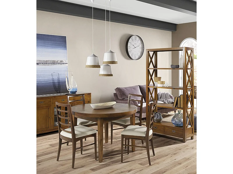 Table de repas ronde extensible en bois massif de Mindy Orka 120-170cm