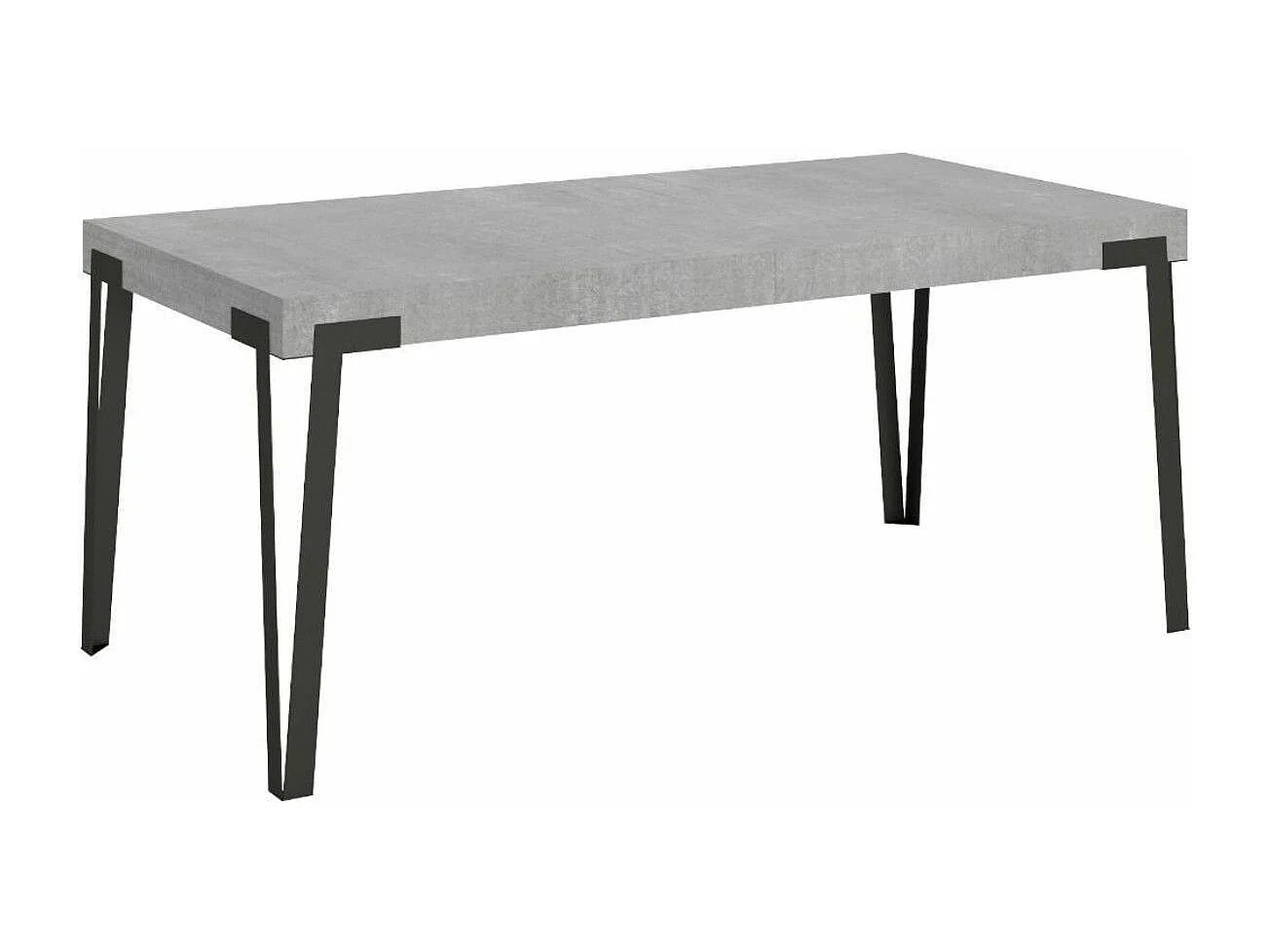 Designer uitschuifbare eettafel met antraciet metalen poten Konta-Kleur Cementgrijs-Uitschuifbare breedte