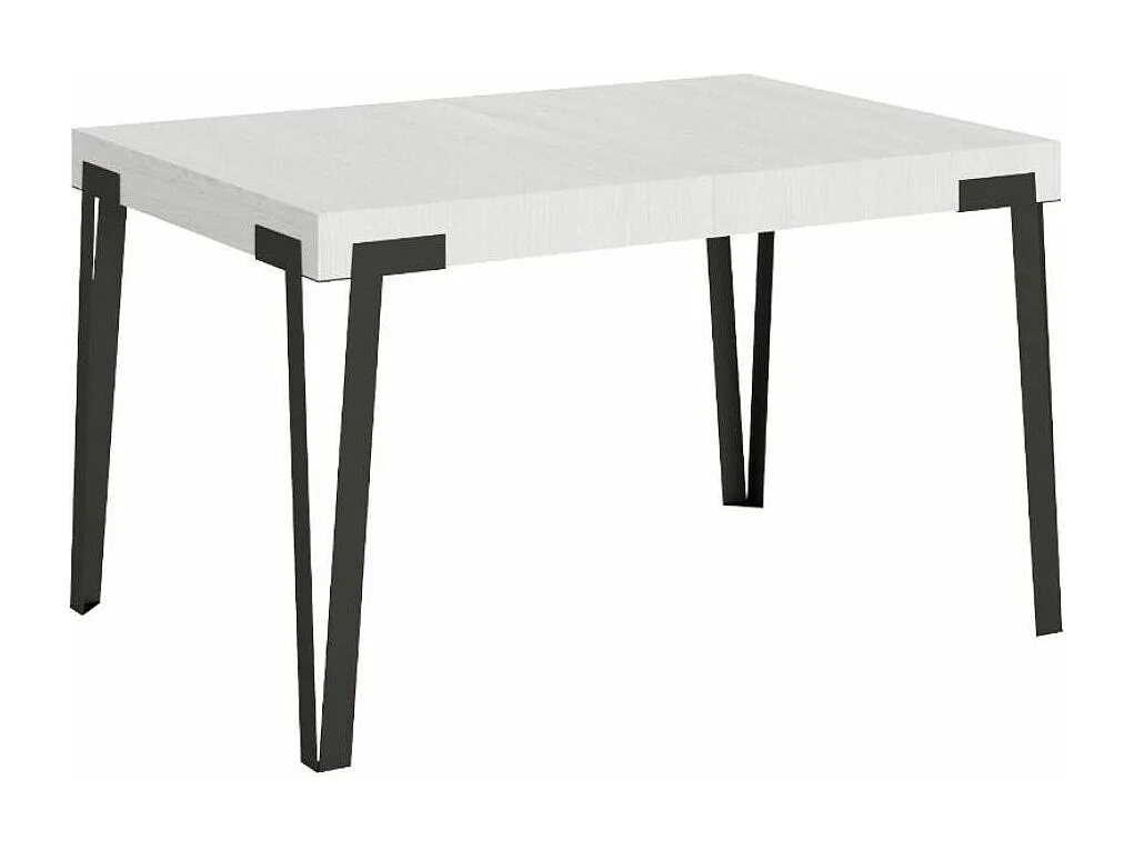 Table à manger extensible design avec pieds en métal anthracite Konta-Couleur Blanc-130 à 234cm