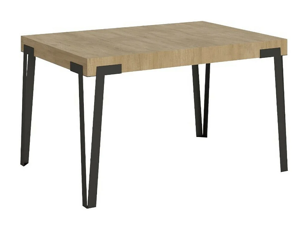Table à manger extensible design avec pieds en métal anthracite Konta-Couleur Naturel-130 à 234cm