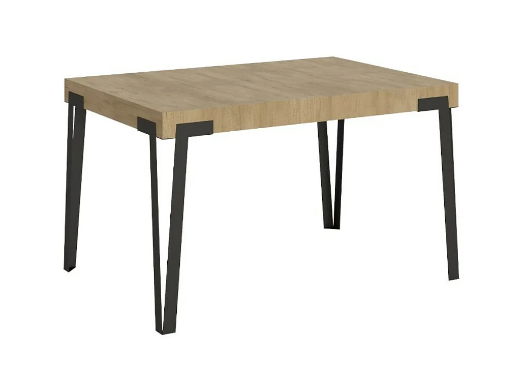 Mesa de comedor extensible de diseño con patas de metal antracita Konta-Color Natural-Ancho extensible