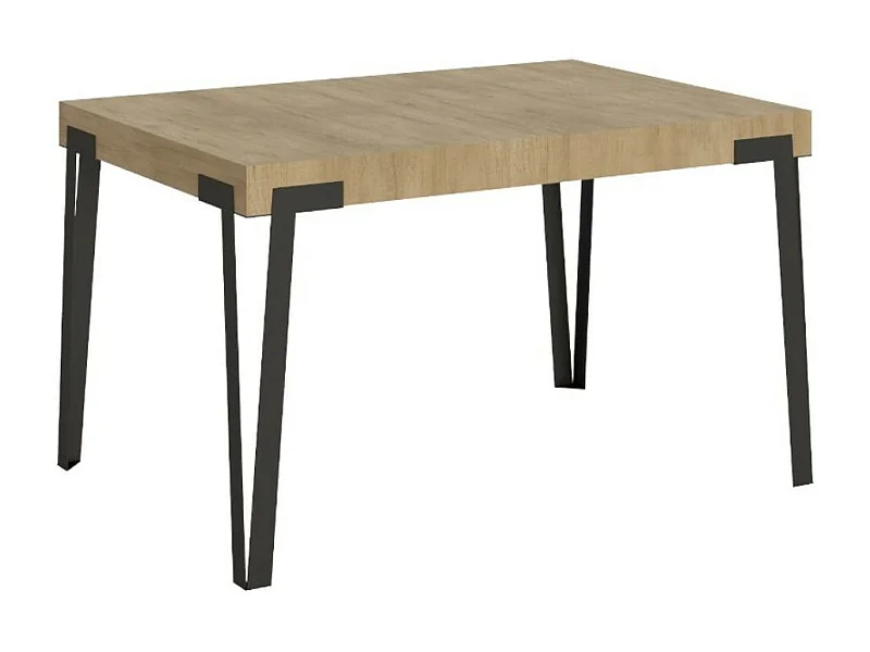 Table à manger extensible design avec pieds en métal anthracite Konta-Couleur Naturel-130 à 234cm