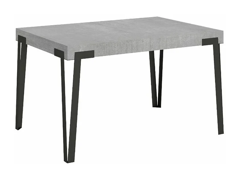 Table à manger extensible design avec pieds en métal anthracite Konta-Couleur Gris ciment-130 à 234cm