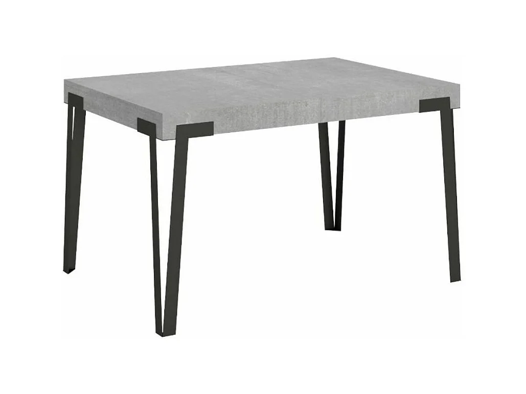 Table à manger extensible design avec pieds en métal anthracite Konta-Couleur Gris ciment-130 à 234cm