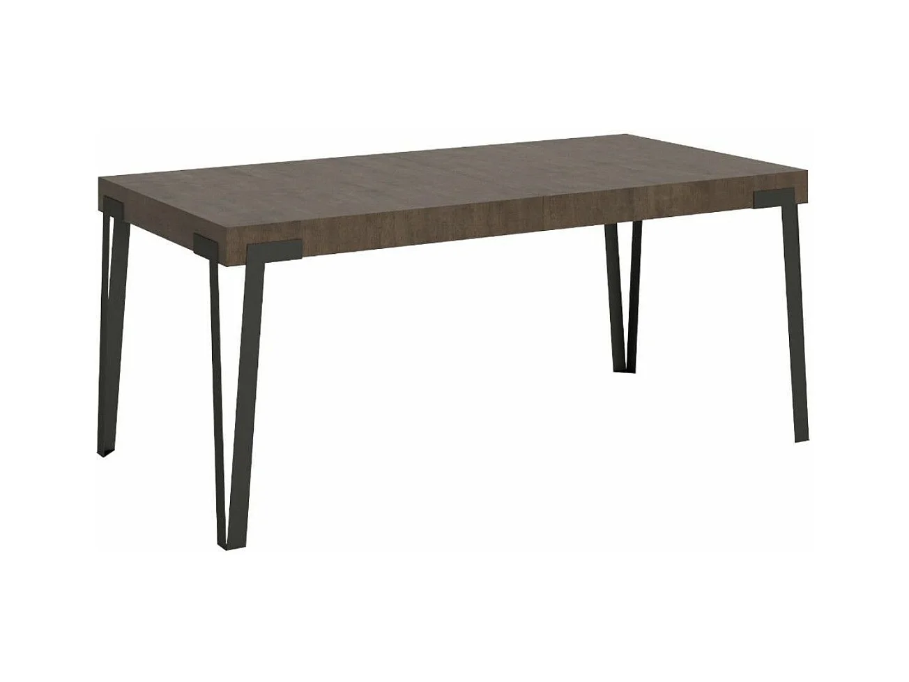 Table à manger extensible design avec pieds en métal anthracite Konta-Couleur Marron-160 à 264cm
