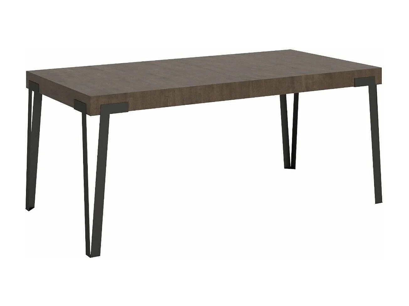 Table à manger extensible design avec pieds en métal anthracite Konta-Couleur Marron-160 à 264cm
